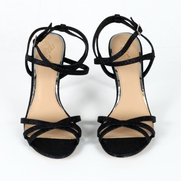 Jewel Badgley Mischka High Heel Sandals Black Sparkly Ambre 9 NWT - Picture 3 of 8